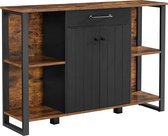 Signature Home Imperial keukenkast met lade - dressoir - zijkast met deuren - multifunctionele kast - metalen frame - kast - voor woonkamer - eetkamer - hal - Industriële - Vintage Bruin - Zwart