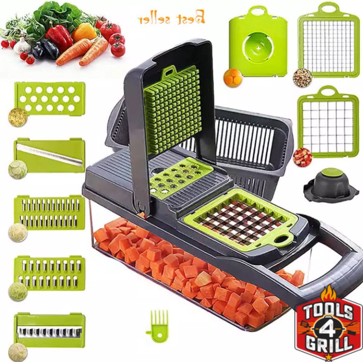 15 delige Groentesnijder / Mandoline van Merkloos / Sans marque — cadeau in Koken & Dineren - foto 3