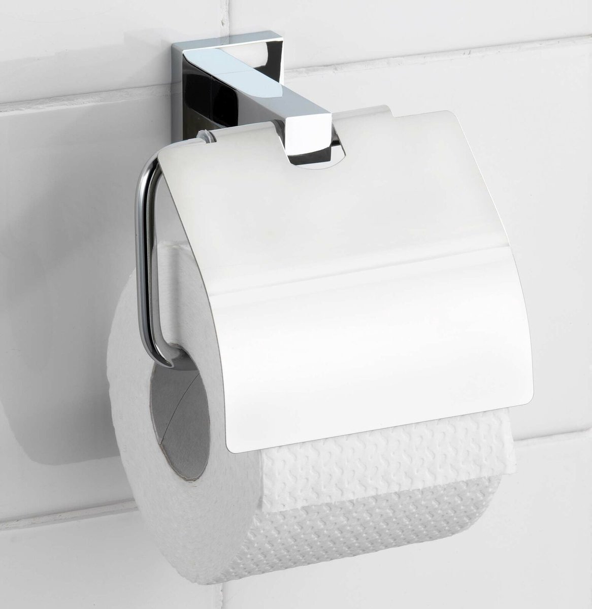 Dérouleur papier WC avec couvercle Orea en acier inox - Noir