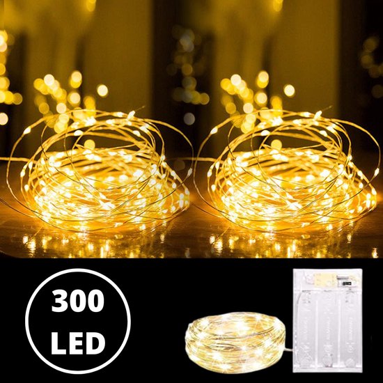 Instalights - Guirlandes lumineuses - Guirlandes lumineuses - 300 Éclairage de Noël - 5,5 M - Y compris 4 Piles AA - Cordon LED - Guirlandes lumineuses