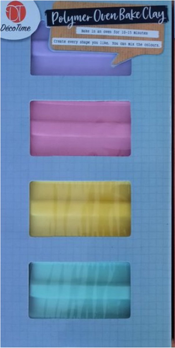 Decotime Polymeer - Afbak klei - Boetseerklei - Creatief - Elke vorm die jij maar wilt - 4 kleuren.