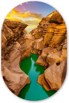 Wall Oval - Décoration murale Plastique - Tableau Ovale - Rochers - Mer - Coucher de Soleil - Nature - 60x90 cm - Forme Miroir Ovale sur Plastique