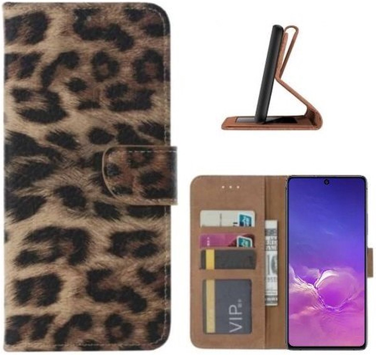 Samsung S10 Lite Hoesje Met Pasjeshouder Bookcase Luipaard
