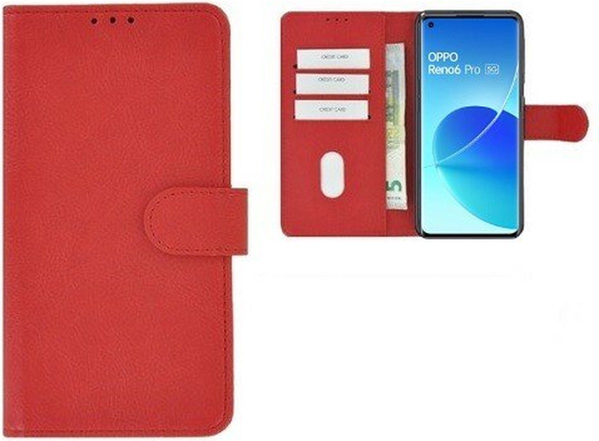 Oppo Reno 6 Pro 5G Hoesje Met Pasjeshouder Bookcase Rood