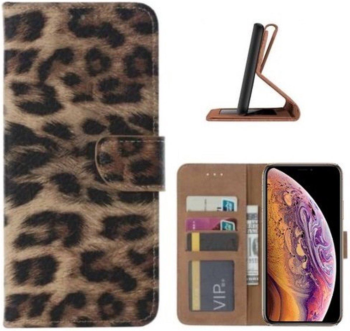 iPhone XS Hoesje Met Pasjeshouder Bookcase Luipaard