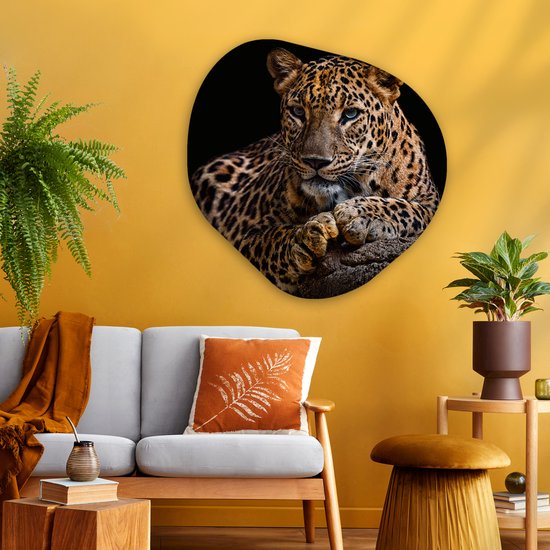 Décoration murale bio - Décoration murale en plastique - Tableau bio - Animaux sauvages - Panthère - Portrait - Zwart - Animaux- 90x90 cm - Forme miroir bio sur plastique