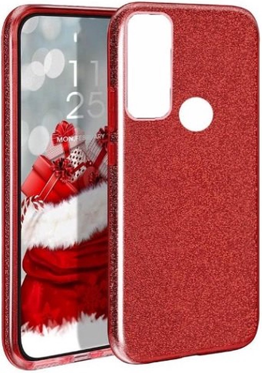 Samsung A21s Siliconen Glitter Hoesje Rood