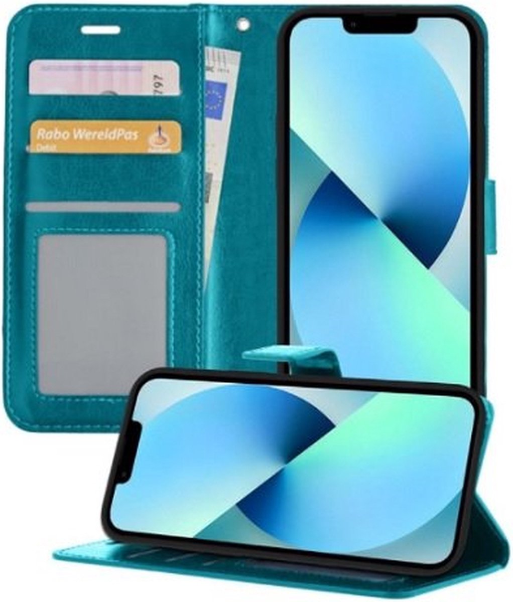 iPhone 13 Pro Hoesje Met Pasjeshouder Bookcase Turquoise
