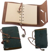 Vintage Lederen Notitieboek - Schetsboek - Schrijfmap - Notebook - 15x11CM - Donker Groen