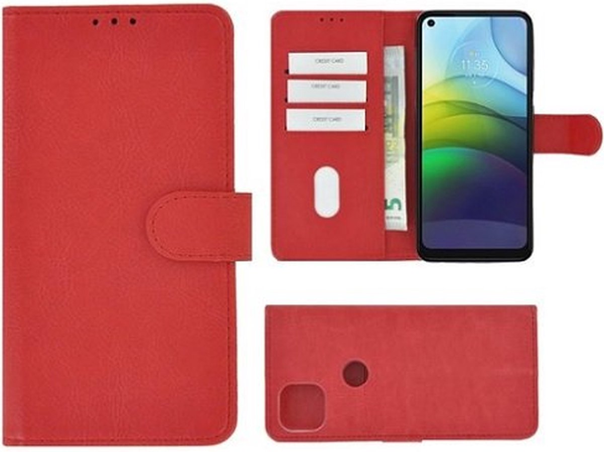 Motorola G9 Power Hoesje Met Pasjeshouder Bookcase Rood