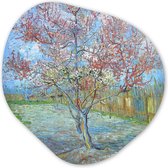 Organische Wanddecoratie - Kunststof Muurdecoratie- Organisch Schilderij - De roze perzikboom - Vincent van Gogh- 40x40 cm - Asymmetrische spiegel vorm op kunststof