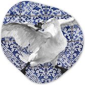Organische Wanddecoratie - Kunststof Muurdecoratie- Organisch Schilderij - Zwaan - Kunst - Delfts blauw - Schilderij - Oude meesters- 60x60 cm - Organische spiegel vorm op kunststof