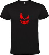 Zwart T-Shirt met “ Halloween Spooky Face “ afbeelding Rood Size XXXL