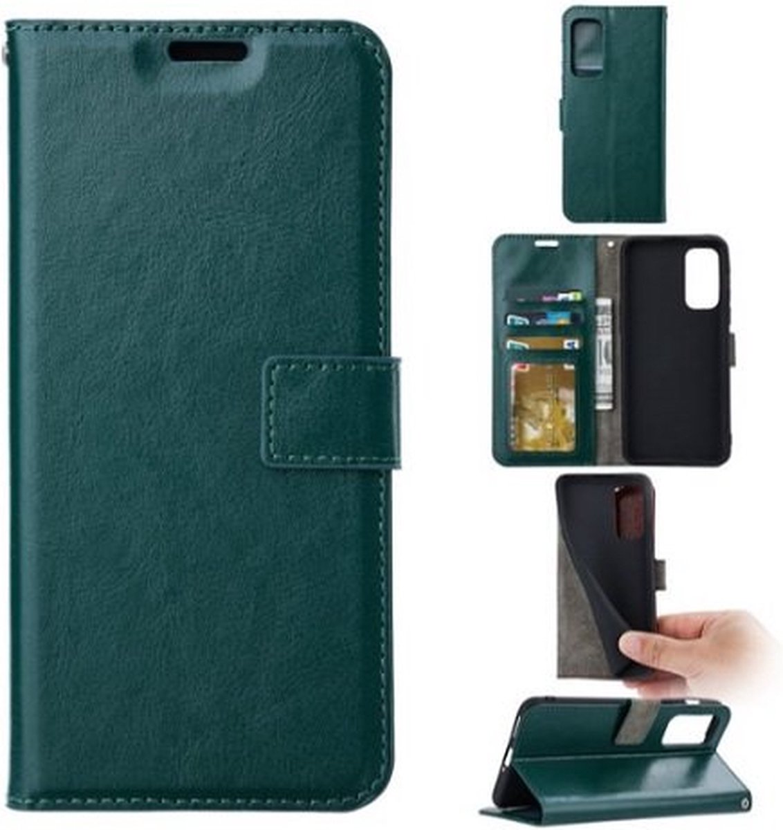 OnePlus Nord N10 Hoesje Met Pasjeshouder Bookcase Donkergroen
