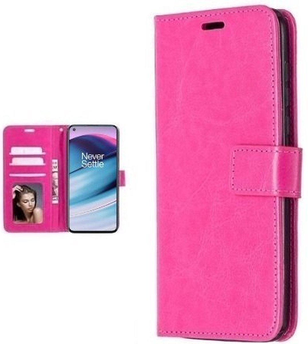 OnePlus Nord CE Hoesje Met Pasjeshouder Bookcase Roze