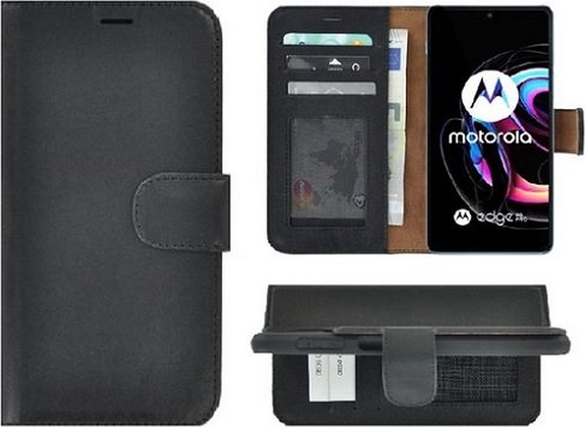 Motorola Edge 20 Hoesje Met Pasjeshouder Bookcase Zwart