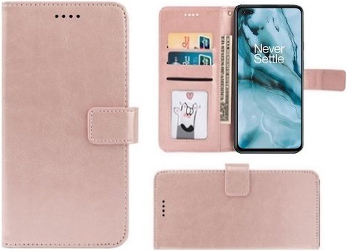 OnePlus Nord Hoesje Met Pasjeshouder Bookcase Rose Goud