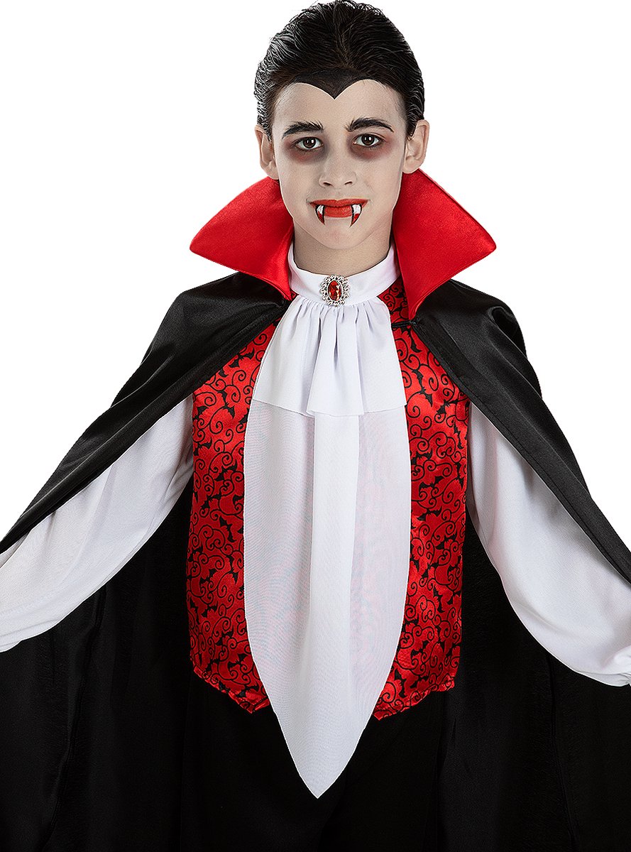 Cape Dracula | enge zwarte vampier cape met rode voering | De Goede Keus