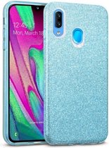 Samsung A40 Siliconen Glitter Hoesje Blauw