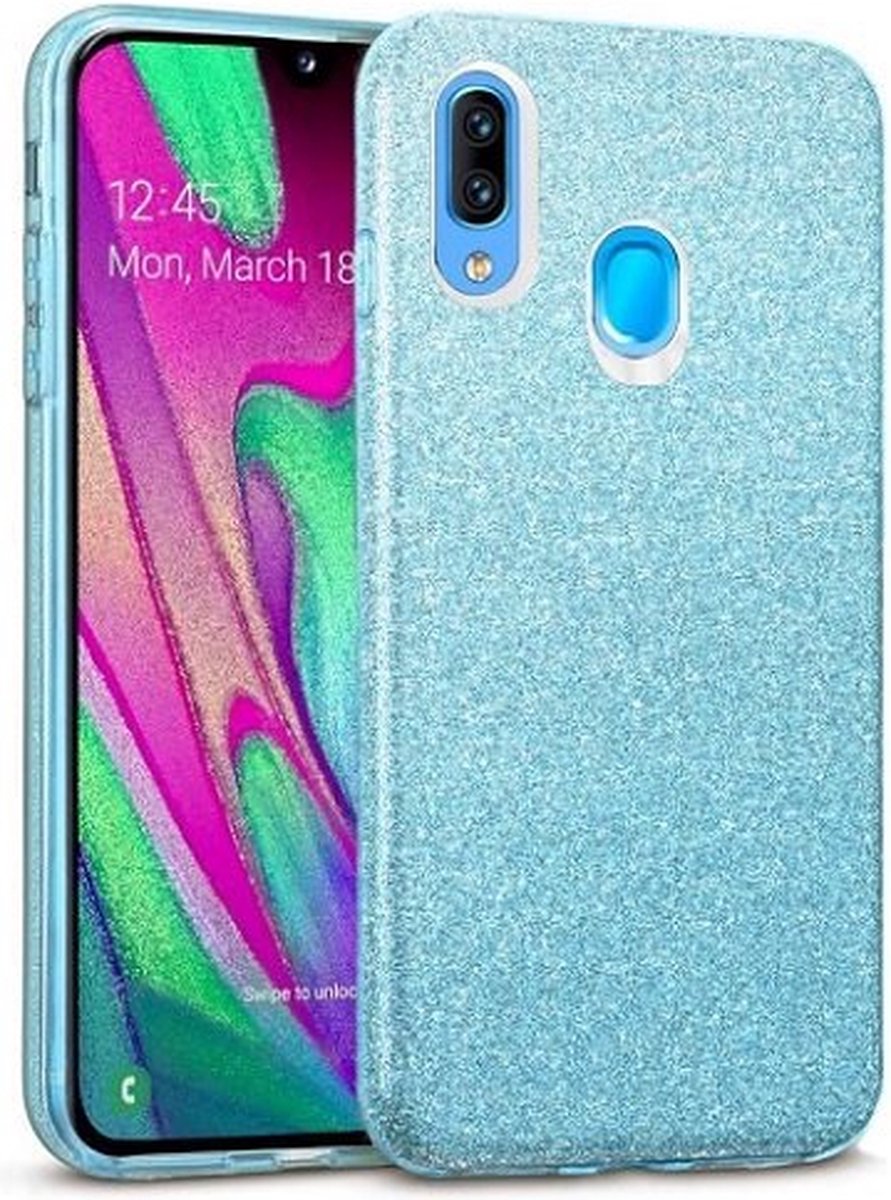 Samsung A10s Siliconen Glitter Hoesje Blauw