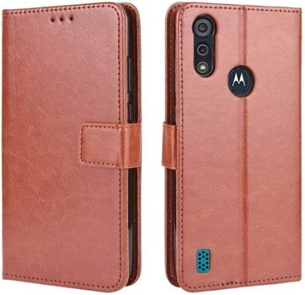 Motorola E7i Power Hoesje Met Pasjeshouder Bookcase Bruin