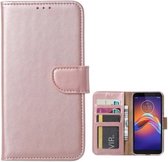 Motorola E6 Play Hoesje Met Pasjeshouder Bookcase Rose Goud