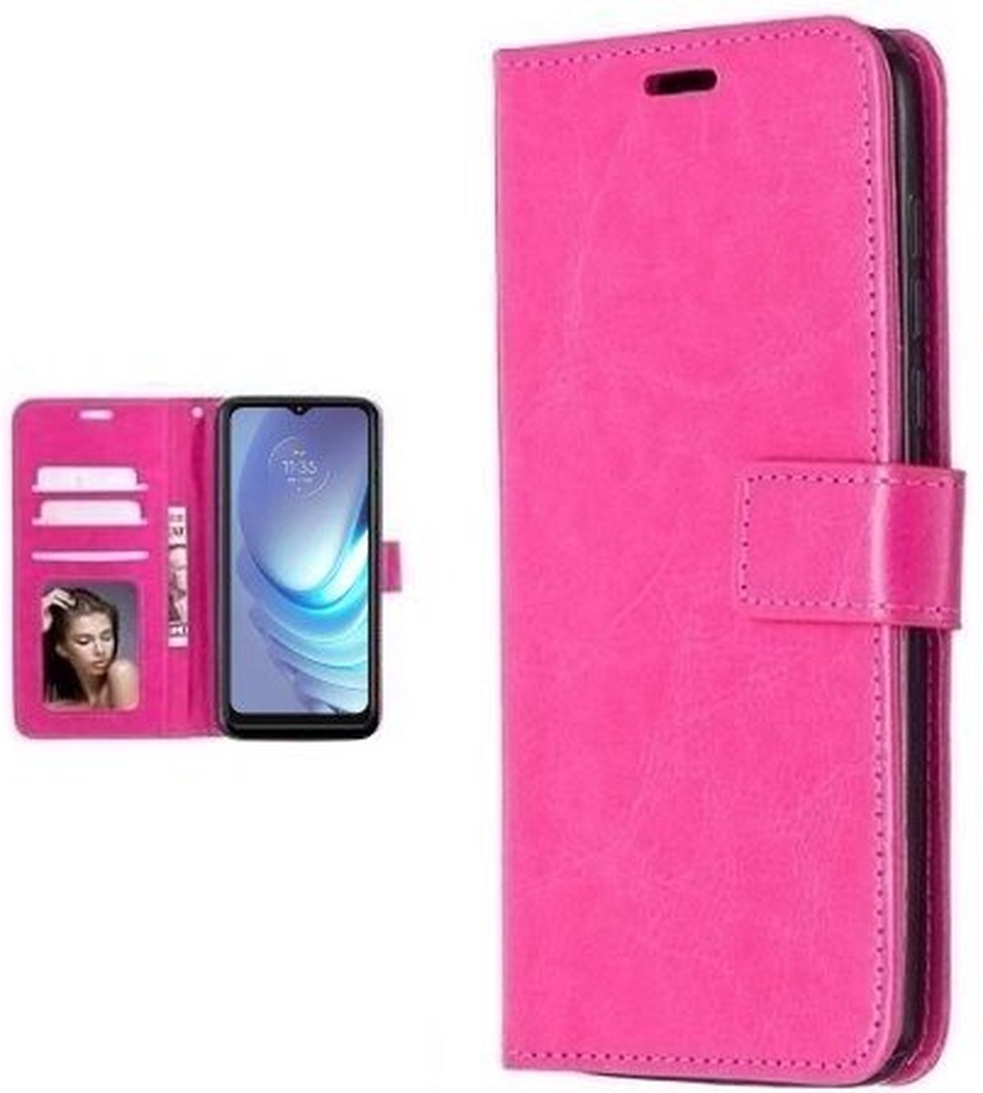 Motorola Moto G50 Hoesje Met Pasjeshouder Bookcase Roze
