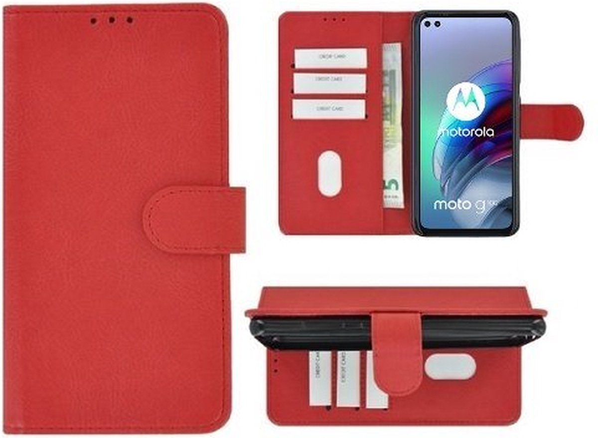 Motorola Moto G100 Hoesje Met Pasjeshouder Bookcase Rood