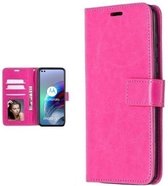 Motorola Moto G100 Hoesje Met Pasjeshouder Bookcase Roze