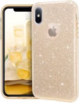 iPhone XS Max Siliconen Glitter Hoesje Goud