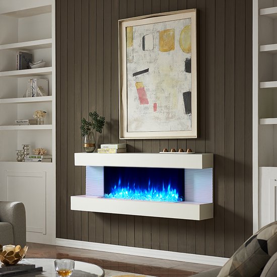 CHEMIN'ARTE Electric fireplace flame effect heating 2000 W – glowing logs - Leds Verlichtin - Freestanding