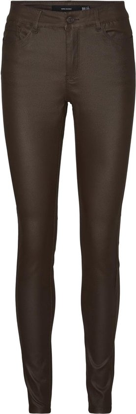 Vero Moda Pantalon VMseven Nw SS Pantalon enduit lisse N 10138972 Coffee Bean/ Coated Women Size - W25 X L32