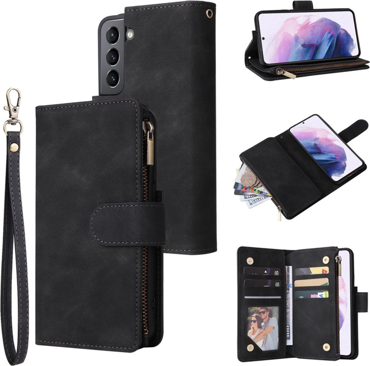 BookCover Wallet Etui voor Samsung Galaxy S22 PLUS - 5G Zwart