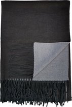B Brand Cashmere langwerpige Sjaal/Omslagdoek zeer zacht en comfrotabel Zwart en Grijs