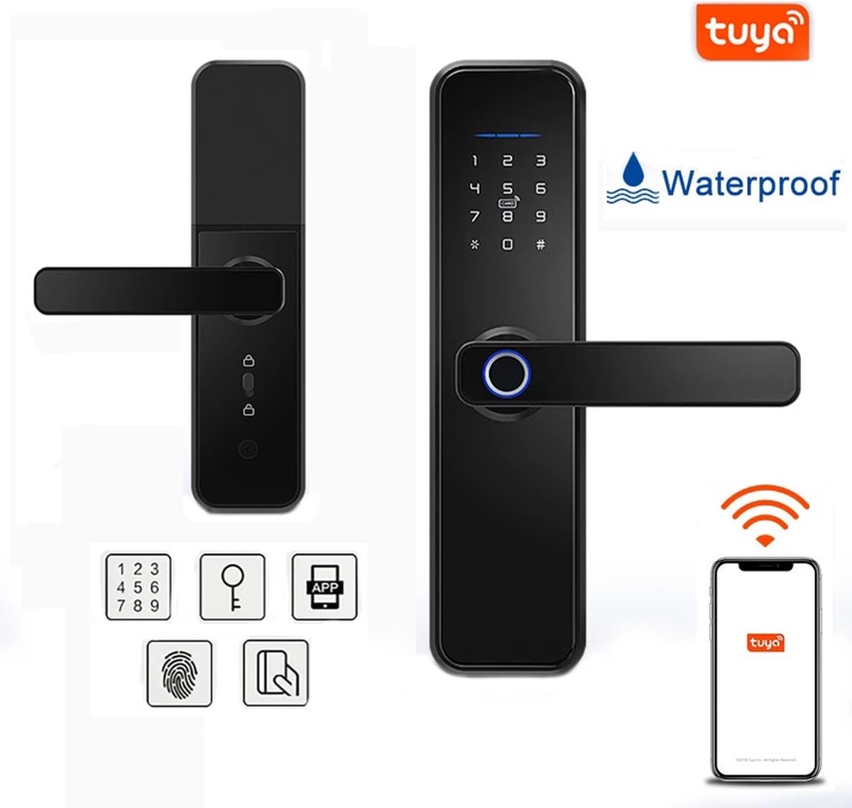 Slim Deurslot - Elektrisch Deurslot - Touch ID Deurklink - Bluetooth - Code Vergrendeling - Smart Door Lock - Vingerprint Deurslot - Deurslot met App - Wifi - WBV™ -