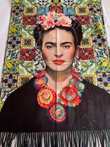 Foulard peinture Frida Kahlo de matière plus épaisse avec 2 imprimés en kanten