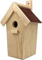 Oneiro’s luxe Koolmees Bituum Naturel - 19 x 15 x 31 cm -  vogelhuisjes - broeden - tuindecoratie - nestkastje - vogelvoederhuisje - winter - dierendag
