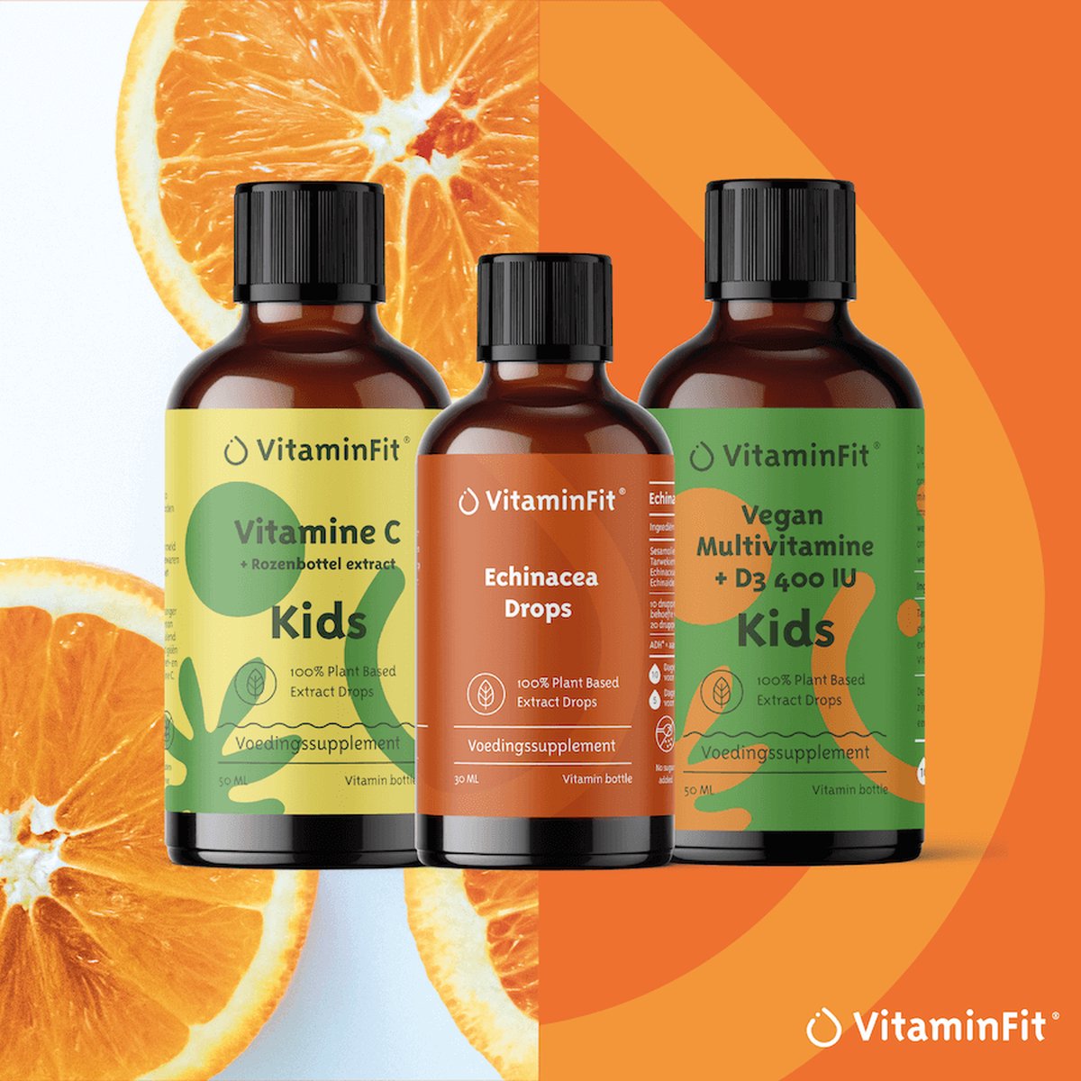 VitaminFit - Weerstand Kids pakket - 3 supplementen in 1 pakket - 100% Natuurlijk - Met VitaminC, D3 en Echinacea Weerstand - Immuunsysteem