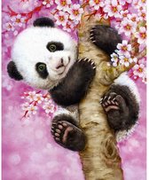 Diamond painting 30x40cm - schattige panda - ronde steentjes