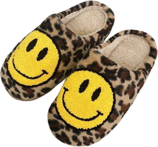 Smiley sloffen panter – unisex pantoffels Smiley – Smiley tijger –... | bol.com