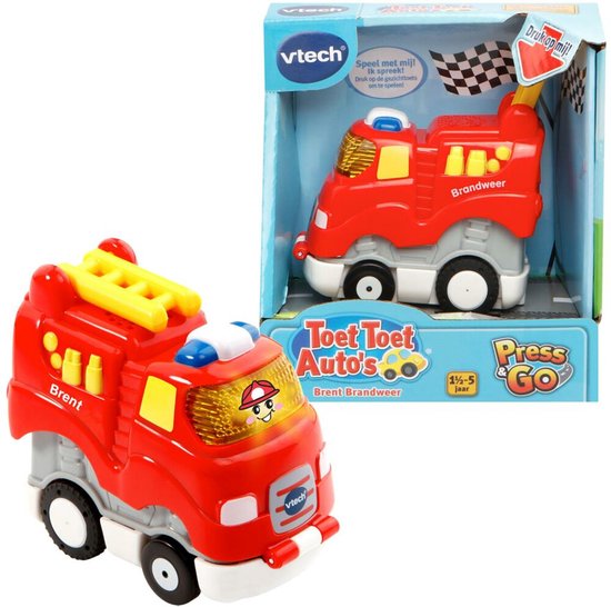 VTech Toet Toet Auto's Press & Go Brent Brandweer - Educatief Babyspeelgoed - 1.5 tot 5 Jaar - VTech