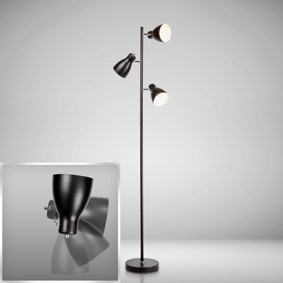 B.K.Licht - Lampadaire - design - métal - lampadaire noir - industriel -  rétro -... | bol.com