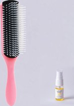 Aurgan nine-row haarborstel – 9-row roze - haar styling tool - negen rij kam - inclusief 10 ml arganolie