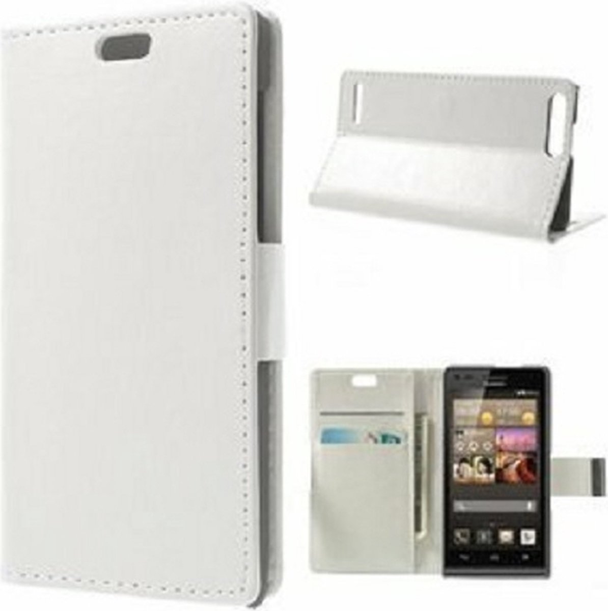 Huawei G6 4G LTE Hoesje Met Pasjeshouder Bookcase Wit