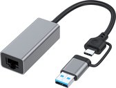 NÖRDIC USB-LAN1 USB-A naar RJ45 Netwerk Adapter - USB-C - USB3.0 - Spacegray