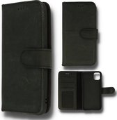 Apple iPhone 14 Pro  Hoesje Zwart - Handgemaakt Echt Lederen Portemonnee Book Case met 3x Kaarthouder