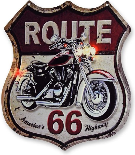 A TIN PLATE - ROUTE 66  Breedte: 30 Lengte: 34,5