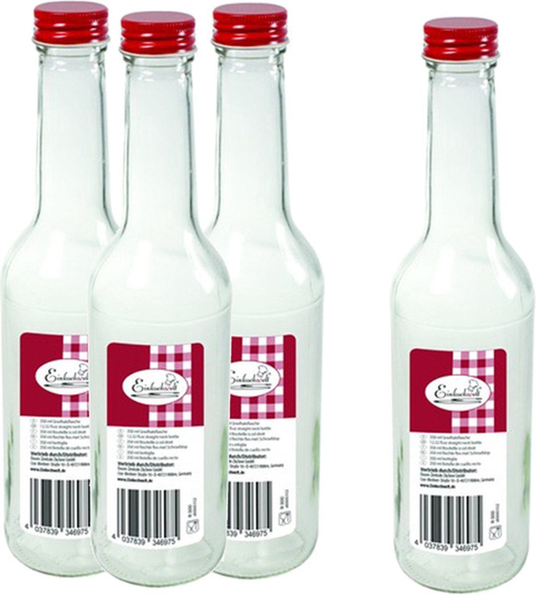WECK EKW - FLES 350ML ROND MET SCHROEFDOP ROOD