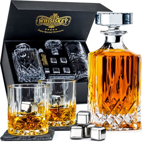 Whisiskey Whiskey Karaf - Klassiek - Whiskey Glazen - Luxe Whiskey Karaf  Set - 0,8 L –... | bol.com