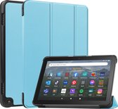 Case2go - Tablet hoes geschikt voor Amazon Fire 8 HD (2022) - 8 Inch Tri-fold cover - Met Touchpad & Stand functie - Licht Blauw
